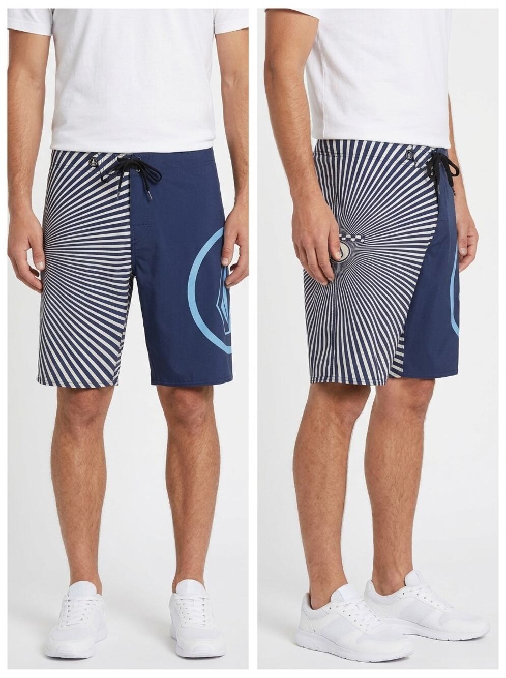 Volcom V2S Striped Cinch Fly Board Shorts Swimwear Men See Measurements